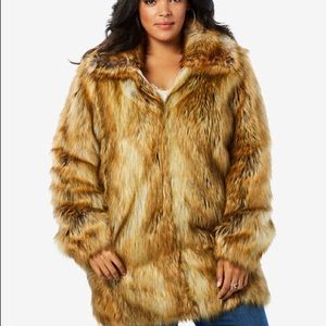 ROAMAN’S FOX FAUX FUR COAT NWOT SZ 1X